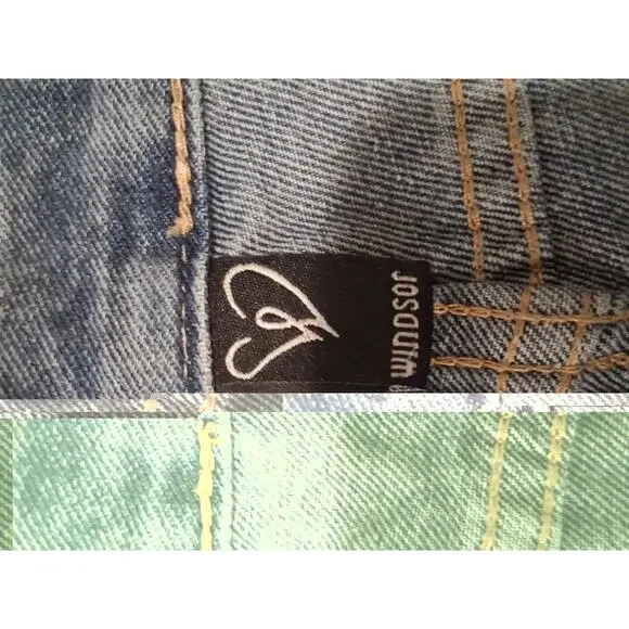 Windsor Rhinestone Fringe Denim Shorts High Waist Distressed Festival Bling M - Picture 7 of 8